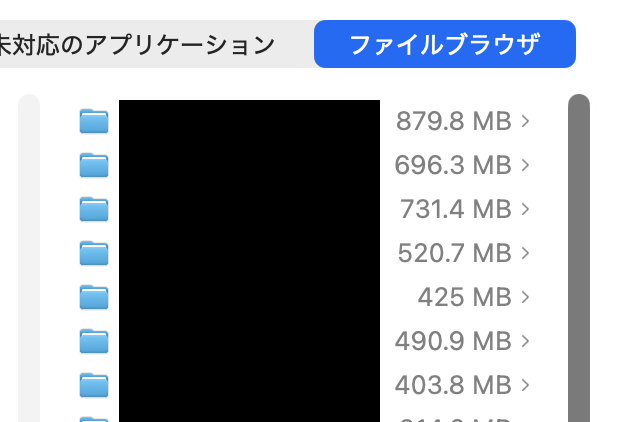 自分の開発用mac book内のwebアプリのプロジェクト容量例