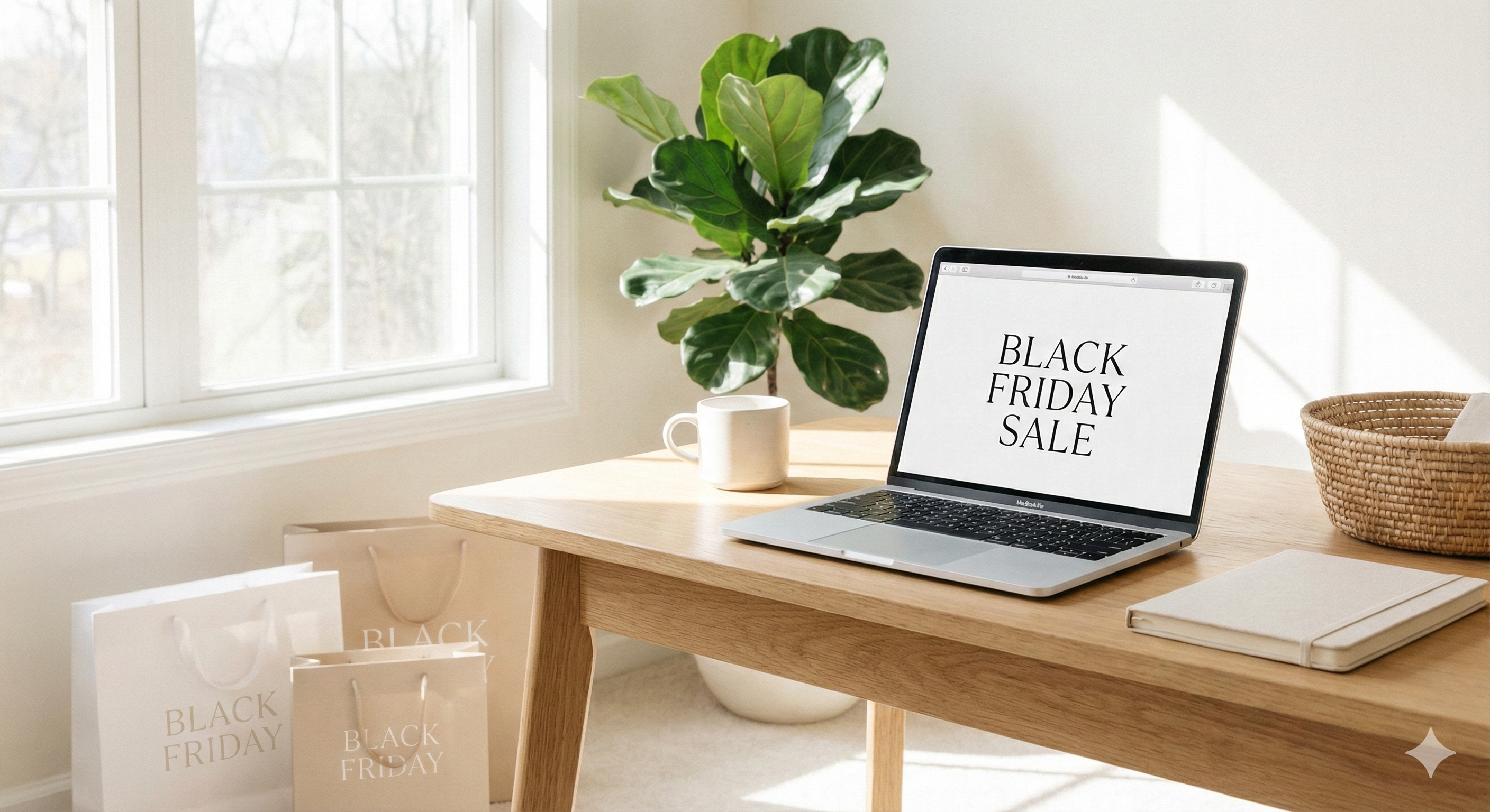 ブラックフライデーで購入したパソコンがテーブルの上にある画像