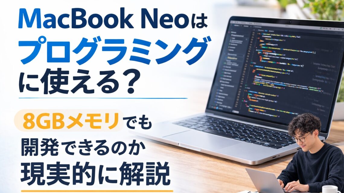 MacBook Neoはプログラミングに使える?8GBメモリでも開発できるのか現実的に解説
