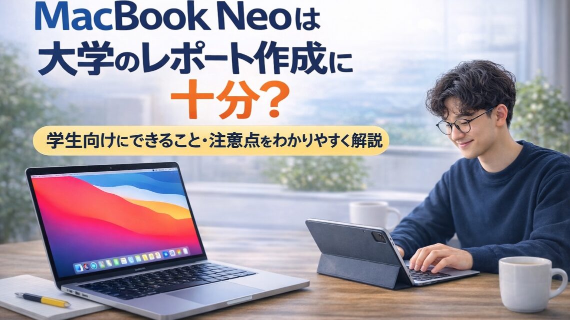 MacBook Neoは大学のレポート作成に十分？学生向けにできること・注意点をわかりやすく解説