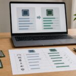 CPU性能と買い替え判断を比較する作業机