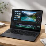 NECのノートPCで動画編集をしている画像