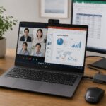 NEC LAVIEのノートPCでリモートワークをしている画像