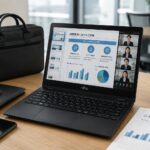 富士通のノートPCでWeb商談をしている画像