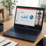 DynabookのノートPCでWeb会議をしている画像