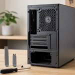 PCケース背面の空いたPCIスロットと2種類のスロットカバー