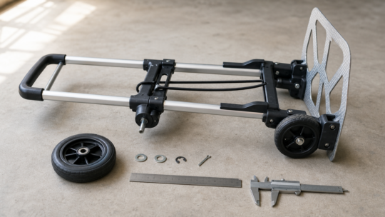 キャリーカートのタイヤ交換｜車輪径・軸径と固定方式の測り方