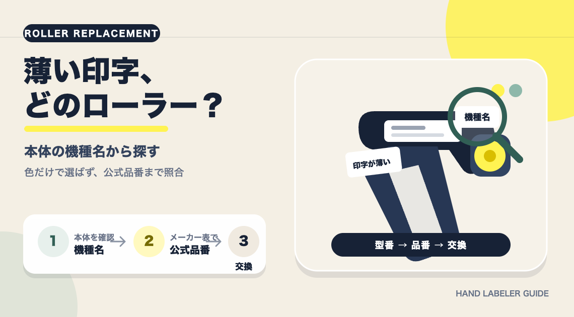 ハンドラベラーのインク交換｜薄い時のローラー品番と対応機種の調べ方