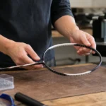 ストリング作業台で扱うテニスラケットとバドミントンラケット