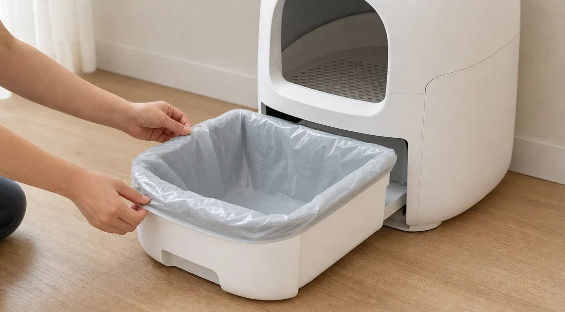 猫用自動トイレのゴミ袋|交換用サイズと専用品・代用品の確認方法