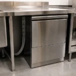 業務用厨房に設置されたアンダーカウンター食器洗浄機