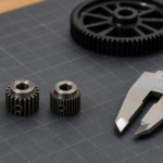 RCカー用のピニオンギア3個と外径を測るデジタルノギス