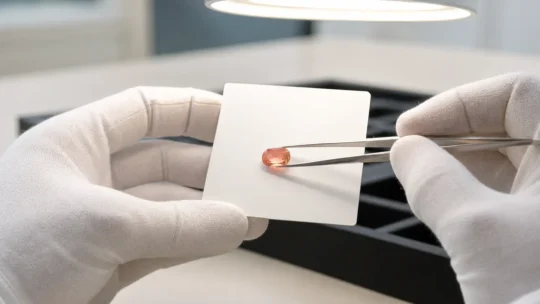クレサンベールのパパラチアサファイア｜WPDP4188の2.15ct・色・チェーンを確認