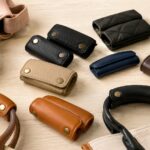さまざまな素材や色のバッグ用持ち手カバーを並べたイメージ