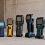 コンクリート壁の鉄筋を複数の探査機で検知しているイメージ