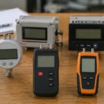 配管のそばに置かれたデジタル式の圧力測定器