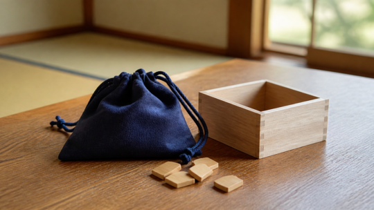 将棋の駒袋｜駒の大きさ・素材・駒箱との収まり