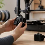 3Dプリンターと複数のプリントヘッドを扱う作業者