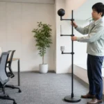 室内環境を測定する準備を行う場面