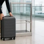 旅行前にスーツケースを確認する場面