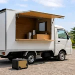 キッチンカーの屋外に設置した発電機
