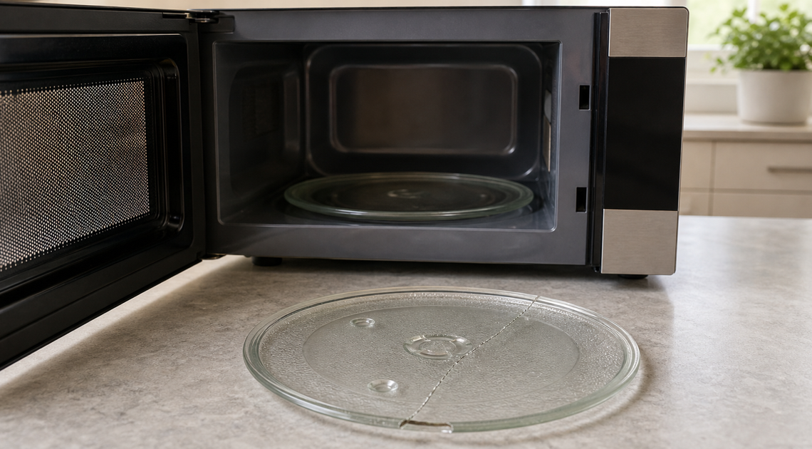 電子レンジの丸皿が割れた|本体型番・直径・回転軸の確認方法