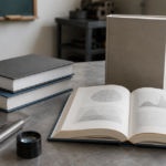 熱処理を学ぶ技術書と金属試料を作業机に並べた様子