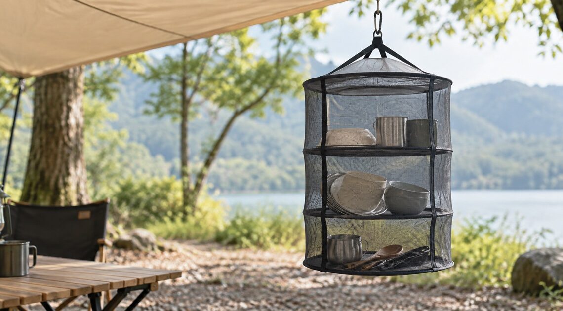 キャンプ用吊り下げ食器乾燥ネットおすすめ6選|段数・網面寸法・収納性を比較