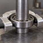 シャフト上のベアリングを二分割式セパレーターで挟んだ様子