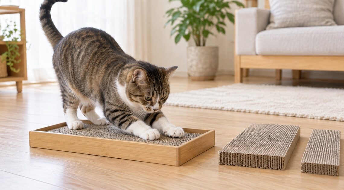 猫用爪とぎケースの選び方｜交換材の規格・サイズ・開口向きを比較