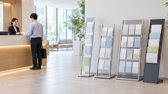 業務用パンフレットスタンドおすすめ6選｜用紙サイズ・段数・設置幅で比較