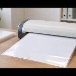 オフィスの机でA3用紙を加工するラミネーターのイメージ