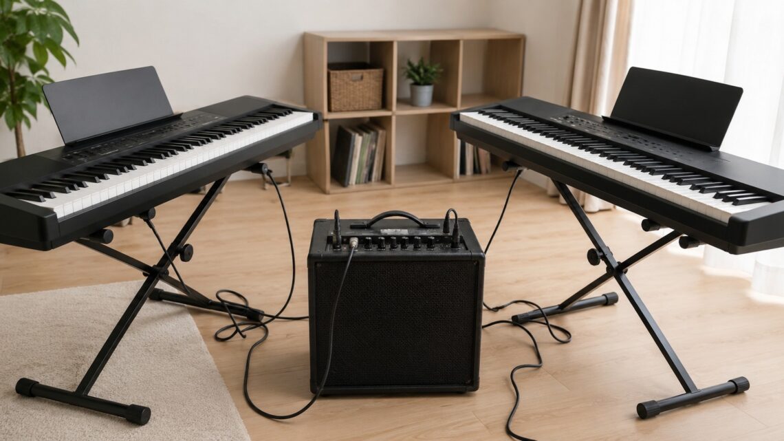 電子ピアノ2台をステレオで鳴らすアンプは?Roland KC-990など5機種を比較