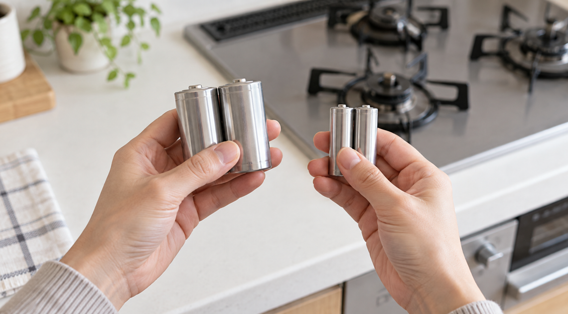 ガスコンロの乾電池は単1・単2どっち？電圧・本数別に紹介