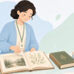 古書保存に無酸性コーナーシールを使う様子をイメージしたイラスト