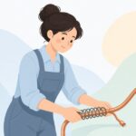 ベンダースプリングで空調用の銅管を曲げる様子をイメージしたイラスト