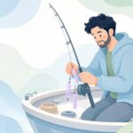 アカムツ仕掛けにケイムラチューブを付ける様子をイメージしたイラスト