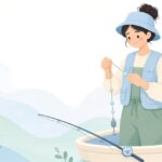 アカムツ仕掛けにマシュマロボールを付ける様子をイメージしたイラスト