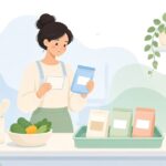 アレルギー表示の照合をイメージしたイラスト