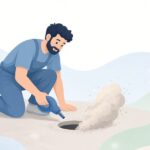 アンカー孔清掃用ダストポンプをイメージしたイラスト