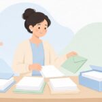 答案と回収袋の科目照合をイメージしたイラスト