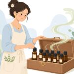 出張施術でアロマオイルのケースを開く様子をイメージしたイラスト