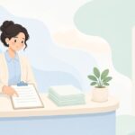 資料受け取りサインの照合をイメージしたイラスト