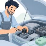 自動車用リレーをテストする様子をイメージしたイラスト