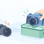 仕事中にカメラが壊れたらをイメージしたイラスト