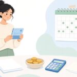 残高と引き落とし予定の確認をイメージしたイラスト