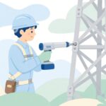 バッテリー式トルクレンチでボルトを締める様子をイメージしたイラスト
