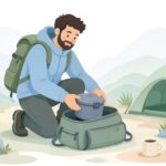 ベアキャニスターをケースに収納する様子をイメージしたイラスト
