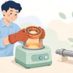 ベアリングを加熱して取り付ける作業をイメージしたイラスト