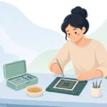 BGAチップにはんだボールを並べる様子をイメージしたイラスト